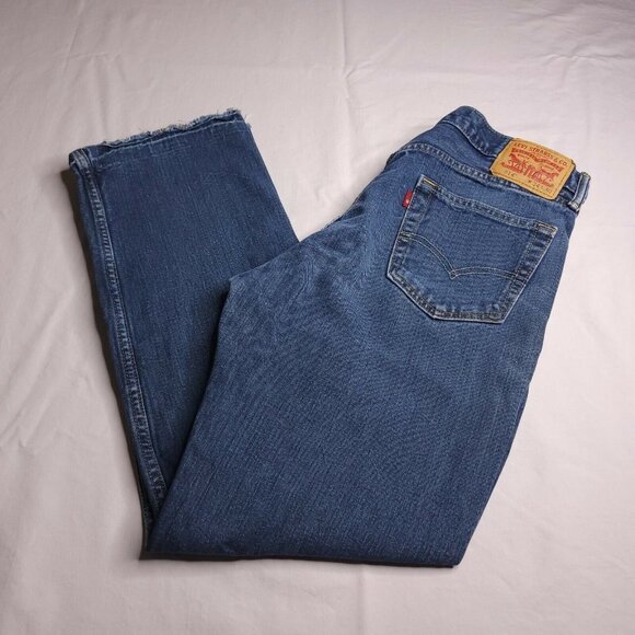 Levis 514 Straight Fit Jeans Medium Wash Size 34 Raw Hems Mens - Picture 1 of 8